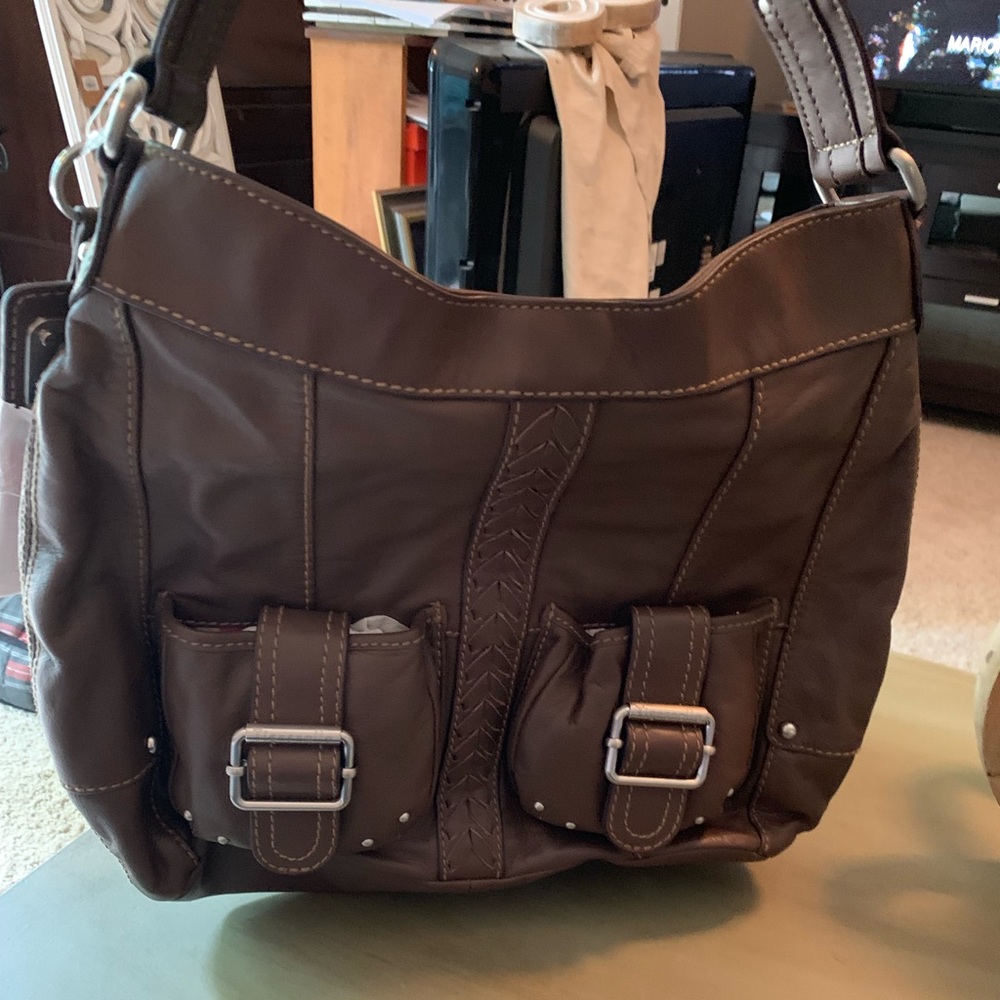 Tignanello large brown leather purse.